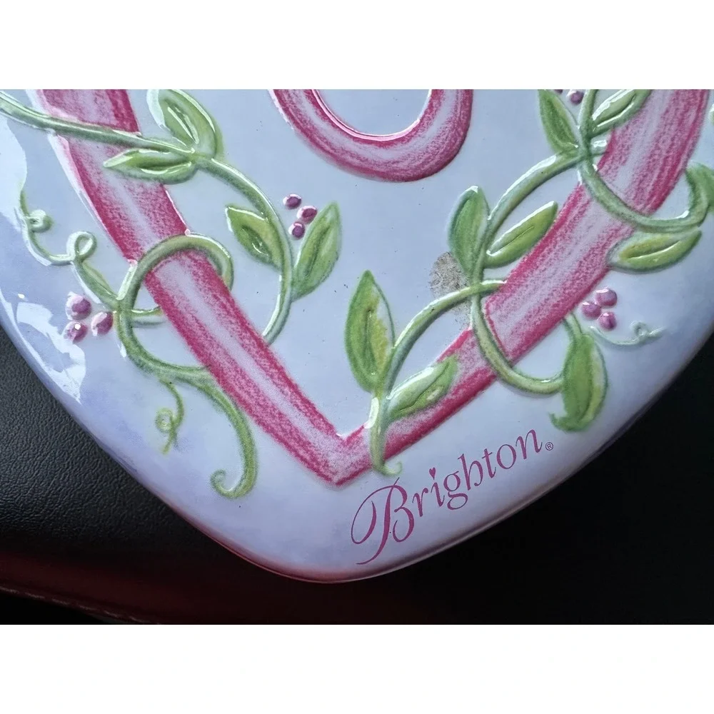Brighton Heart Jewelry Tin and Sunglass Case Set Pink Blue Floral Vine